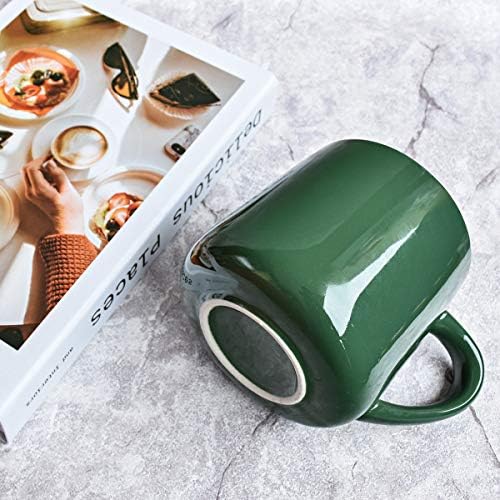 Bosmarlin Glossy Ceramic Coffee Mug, Tea Cup for Office and Home, 18 oz, Suitable for Dishwasher and Microwave(Dark Green, 2)