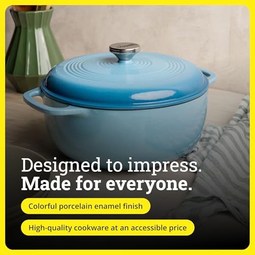 Lodge Essential Enamel Cast Iron Dutch Oven, 6 Quart, Cornflower Blue