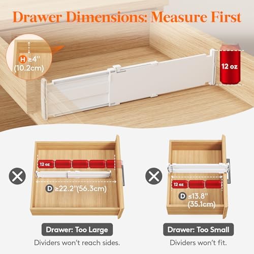 Lifewit 9 Pack 4" High Drawer Dividers, Adjustable Drawer Organizer Clothes