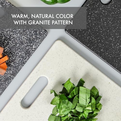 Dexas Grippboard Poly Cutting Board in Oatmeal Granite, 11 x 14.5 Inch Non-Slip Kitchen Cutting Board with Rubber Feet, Dishwasher Safe BPA-Free Chopping Board Made in USA