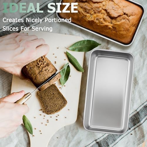 TeamFar Loaf Pans for Baking, 9 x 5 Inch Stainless Steel Loaf Bread Pans
