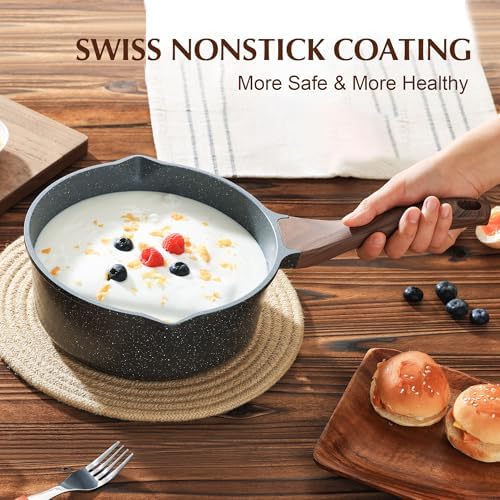 SENSARTE 3 Quarts Nonstick Saucepan with Double Pouring Spout