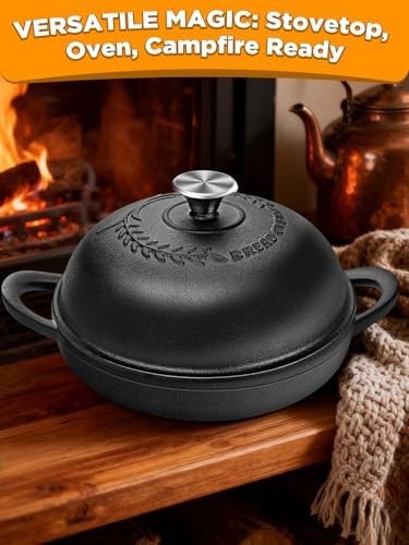Dutch Oven Bread Baking Pot with Lid 6QT Enameled Cast Iron Oven, Matte Black Design & Sourdough Kit (Silicone Sling) for Artisan Bread Making