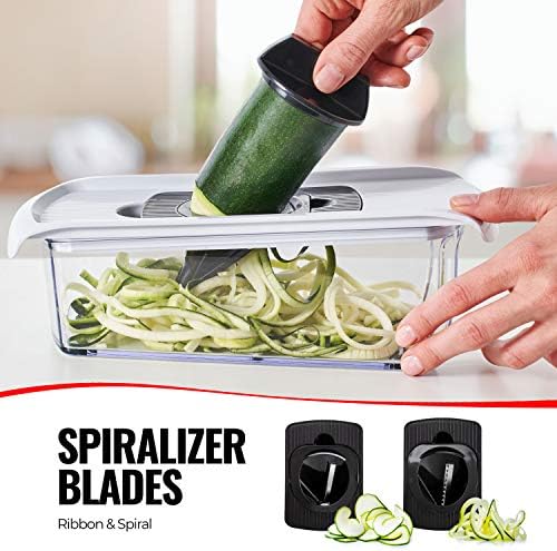 Fullstar Pro Mandoline Vegetable Slicer, Grater & Spiralizer with Container