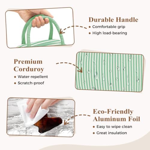 DALINDA Corduroy Lunch Bag Lunch Box for Women Men,Cute Insulated Lunch Bags,Water-Resistant Cute Cooler Lunch Tote Bag, Reusable LunchBox Large Capacity for Work Travel Picnic