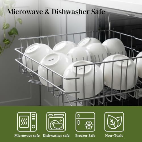 DOWAN 22 OZ White Ceramic Bowls Set of 6 - Perfect for Soup Bowls for Kitchen, Cereal Bowl, Ramen Bowl, Dishwasher & Microwave Safe