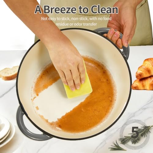 Enameled Cast Iron Dutch Oven pot 6.5 QT with Lid for Bread Baking