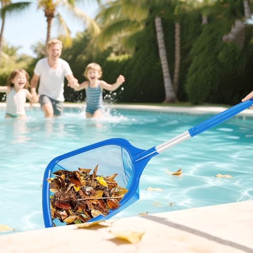 Hot Tub Skimmer Net with Ultra Fine Mesh, Handheld Spa Pool Net for Fine Debris & Leaves, Lightweight Safe-Edge Cleaner for Hot Tubs, Small Pools & Spas