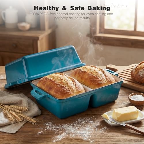 Double Dutch Oven for Sourdough Bread Baking, Enameled Cast Iron Dutch Oven