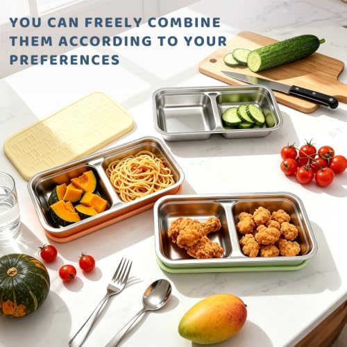 15 oz Snack Containers for Kids, Stainless Steel Lunch Box 3 Pack