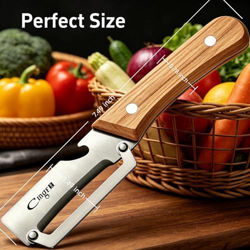 Maxjoy Vegetable Peeler, Stainless Steel Wooden Handle for Potato, Fruit