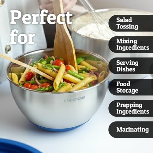 28pc Stainless Steel Mixing Bowls with Lids Set, 1.5-5 Qt, Blue