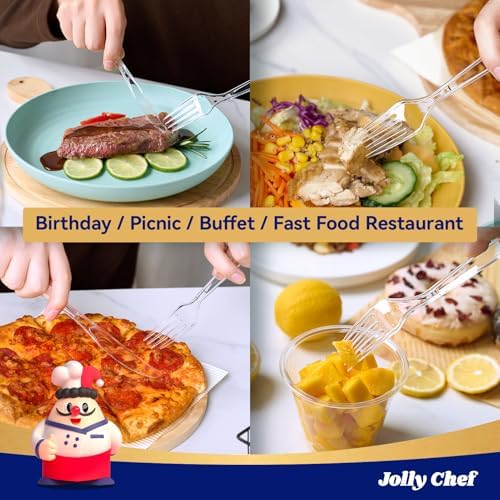 JOLLY CHEF 300 Count Plastic Forks Disposable Cutlery Clear 7.1"
