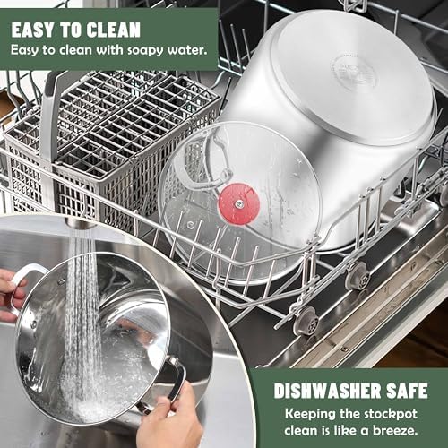 Herogo 12 Quart 18/10 Stainless Steel Stock Pot with Lid, Large Heavy Duty Soup Pot Compatible with Electric, Gas, Induction and Gas Cooktops, Dishwasher Safe