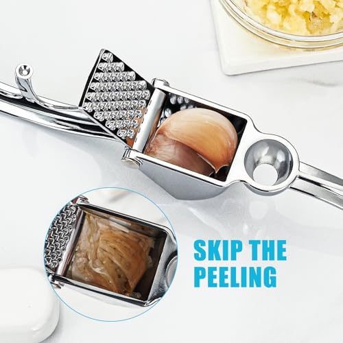 Garlic Press, Premium Metal Garlic Crusher & Mincer Tool, Zinc Alloy