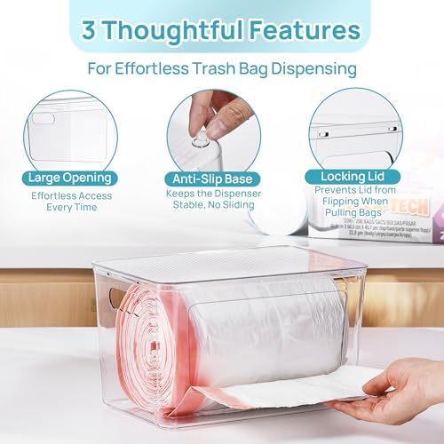 Vtopmart 1 Pack Clear Trash Bag Holder, Stackable Garbage Bag Dispenser