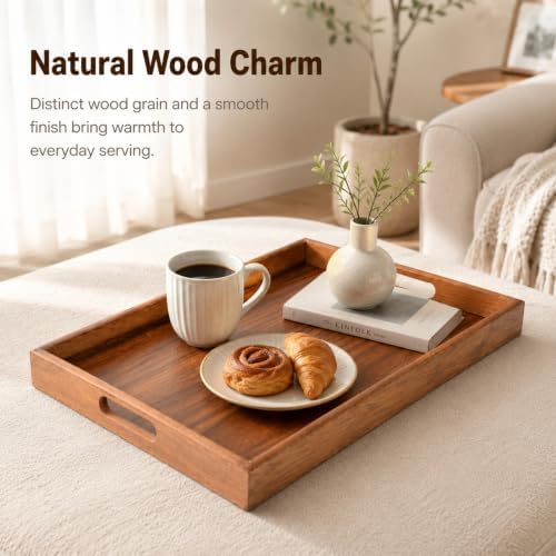 Walnut Wood Serving Tray with Handles, 15.75"x11.81"
