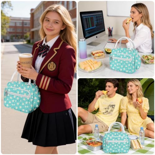Lunch Bag Women Stylish Quilted Lunch Boxes for Adult Fit and Fresh Cooler Insulated Lunchbox for Work Cute Small 11 Liters Compact Lunchbag Waterproof