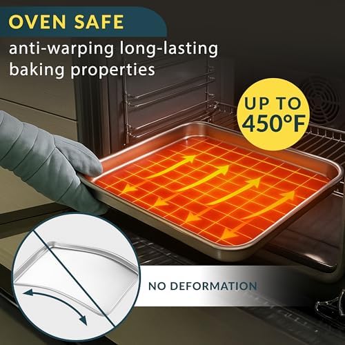 Stainless Steel Cookie Sheet Set of 2, 16" Baking Sheet Pans, Non-Stick