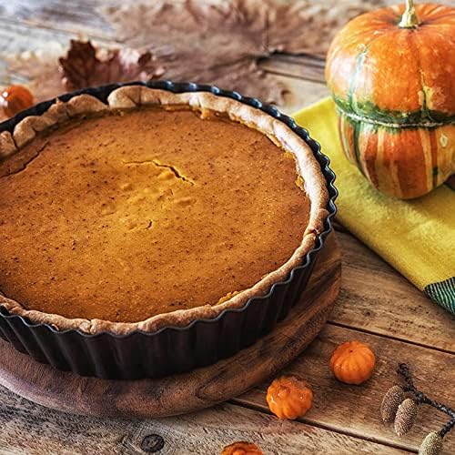 2 Pack 10 Inch Nonstick Tart Pan, Quiche Pan, Carbon Steel Deep-dish Pie Pan with Removable Loose Bottom Quiche Baking Dish