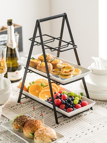 YHOSSEUN 3 Tier Serving Tray Tiered Tray Stand, 10+12+14 Inch, Black