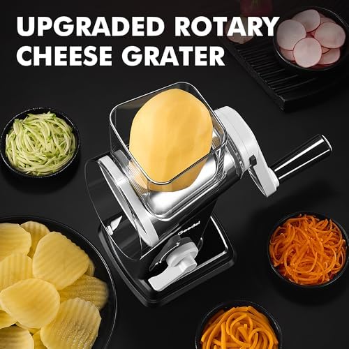 Geedel Upgraded Rotary Cheese Grater Hand Crank, Vegetable Shredder Slicer
