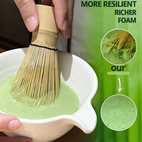 Matcha Whisk, Handcrafted Bamboo Whisk for Matcha Powder (Yellow)