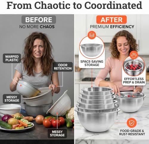 Stainless Steel Mixing Bowls with Colander, Kitchen Gadgets Home Essentials
