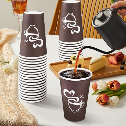 Clawsoff 16 oz 180 Count Paper Coffee Cups Disposable Hot Coffee Cups Brown