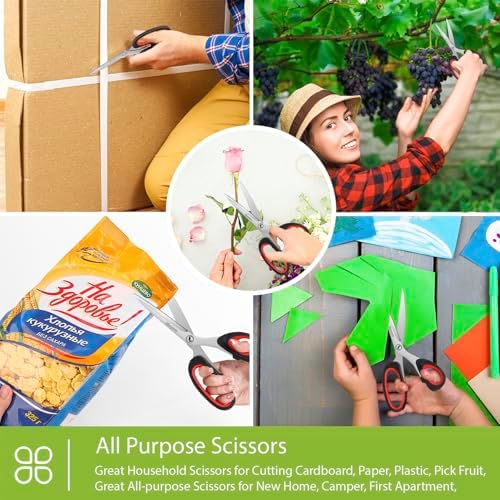 iBayam All Purpose Heavy Duty Scissors for Office, School, Craft, Scrapbook, Vision Board, (1, Red+Black, sewing scissors)