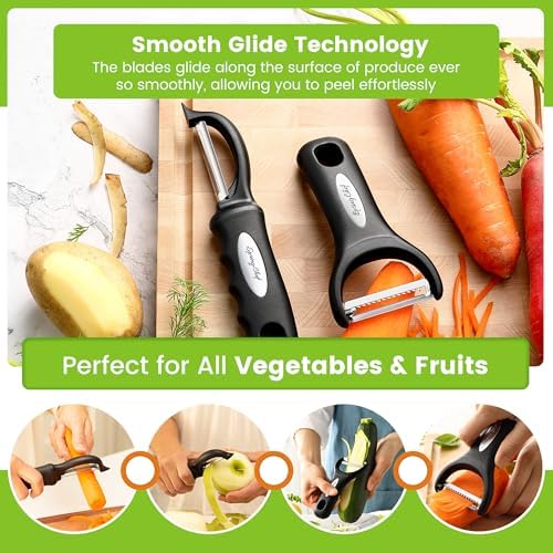 Spring Chef Swivel Potato Peeler & Julienne Vegetable Peeler w/Soft Handle