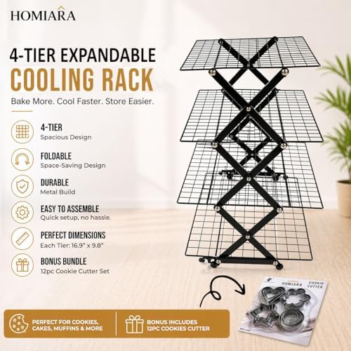 4 Tier Collapsible Cooling Rack for Baking, Tiered & Stackable
