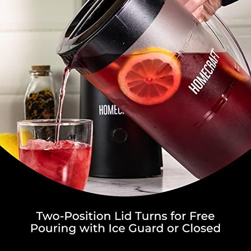 Homecraft Electric Iced Tea Maker for Sweet Tea and Cold Brew Coffee, Double Insulated Pitcher, Black, Small