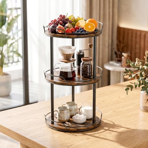 3-Tier Lazy Susan Spice Rack, 12'' Rotating Turntable for Cabinet