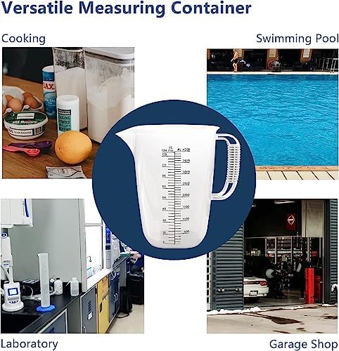 WhiteRhino 1 Gallon 134oz Measure Pitcher,US Conversion Chart, Extra Large Plastic Measuring Cup-Strong Food Grade, Graduated Mixing Pitcher for Lawn, Pool Chemicals,Home Hobbies,Motor Oil and Fluids