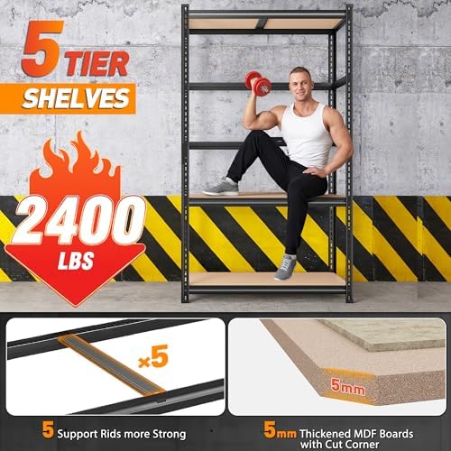REIBII 2400LBS Garage Shelving,36" Wx16" Dx72" H Shelves for Basement