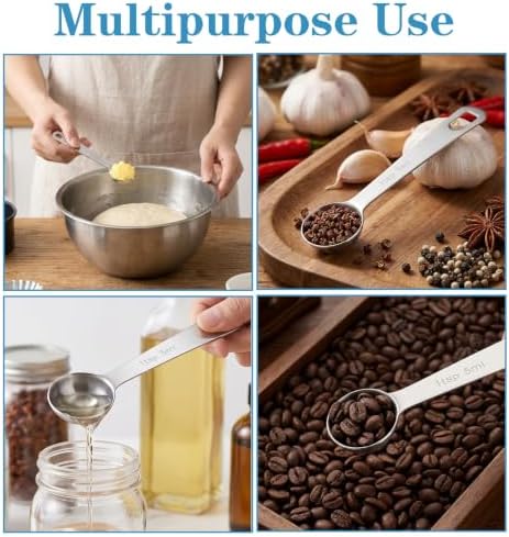 4PCS 1 Teaspoon Scoop, 1 Teaspoon Measuring Spoon (5ml, Silver)