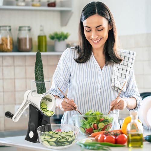 X Home 5‑in‑1 Rotary Cheese Grater for Kitchen, Black