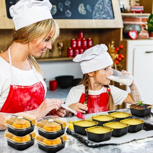 NPLUX Square Pans with Lids, 50 Pack Black Gold for Dessert Displays