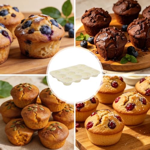 Silicone Muffin Pan for Baking, Cupcake Egg Bites Silicone Mold 12 Cup Regular Size, Oven Safe BPA Free