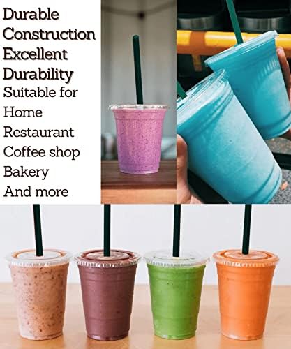 Cappatua 16 oz Clear Plastic Cups with Lids and STRAWS, Disposable Drinking Cups for Cold Drinks, Iced Coffee, Milkshakes, Smoothies, 25 Sets