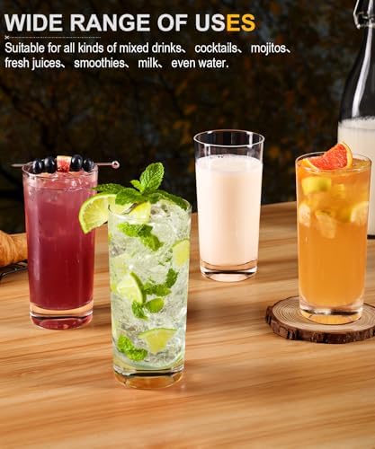 Drinking Water Glass Cups Set,Crystal Highball Glasses cups set of 4,16oz