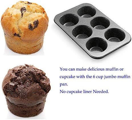 Monfish large muffin pan Jumbo Cupcake tin grey stone finish non sticking 3.5x1.75 inch cup