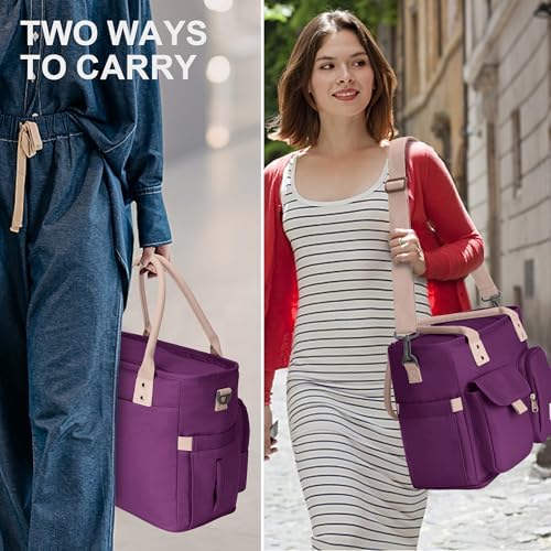Hafmall Lunch Box for Women, Insulated Lunch Bag, Wide Opening, Purple
