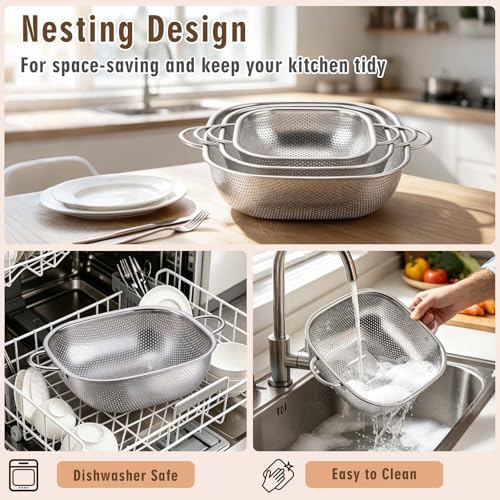 P&P CHEF Stainless Steel Colander Set, Strainers and Colanders for Kitchen