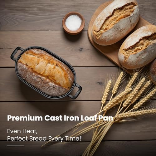 Cast Iron Loaf Pan with Lid-Bread Baking Pan for Sourdough,Pre-Seasoned Dutch Oven, 11 X 7 Inch Loaf Pans for Homemade,Heavy Duty with Even Heating