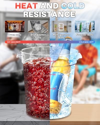 2QT&4QT 4PCS NSF Commercial Clear Food Storage Containers with Lids(RED)