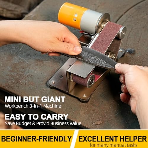3-in-1 Mini Belt Sander 7-Speed Knife Sharpener Bench Grinder