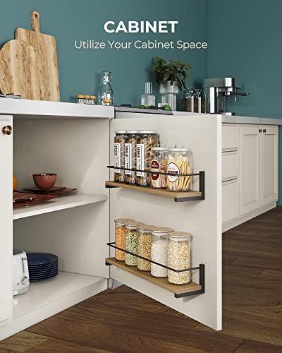 OROPY Wooden Spice Rack Wall Mounted, Over the Stove, Kitchen Wall, 2 Pack