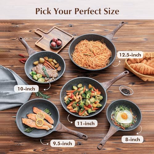 SENSARTE Nonstick Frying Pan Skillet, 12 Inch Omelette Pan with Swiss Granite Coating, Healthy Induction Cookware Chef's Pan, PFOA Free